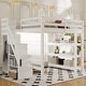 preview thumbnail 8 of 13, Loft Bed with Shelves, Storage Staircase, Small Wardrobe and White LED Light