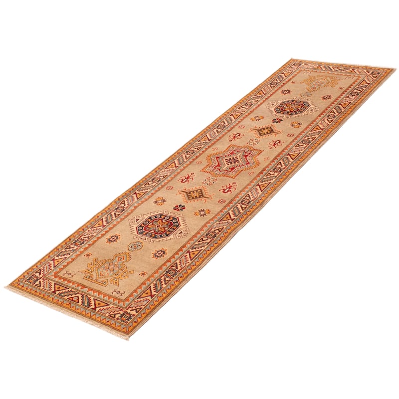 ECARPETGALLERY Hand-knotted Uzbek Ghazni Khaki Wool Rug - 2'9 x 9'8