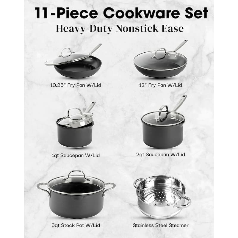 Gotham Steel Pro 11 Piece Nonstick Cookware Set