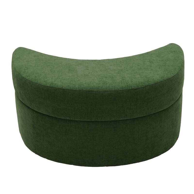 Chenille Half Moon Storage Ottoman(Set of 2)