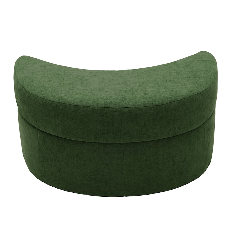 Upholstered Half Moon Storage Ottoman with Tray Set of 2