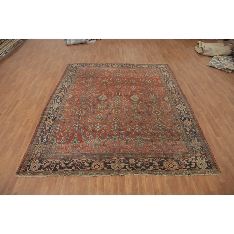 Hand Knotted Oriental 100% Wool Carpet Traditional Floral Oranges & Rust Sultanabad Area Rug - 9' 9'' X 8' 9''