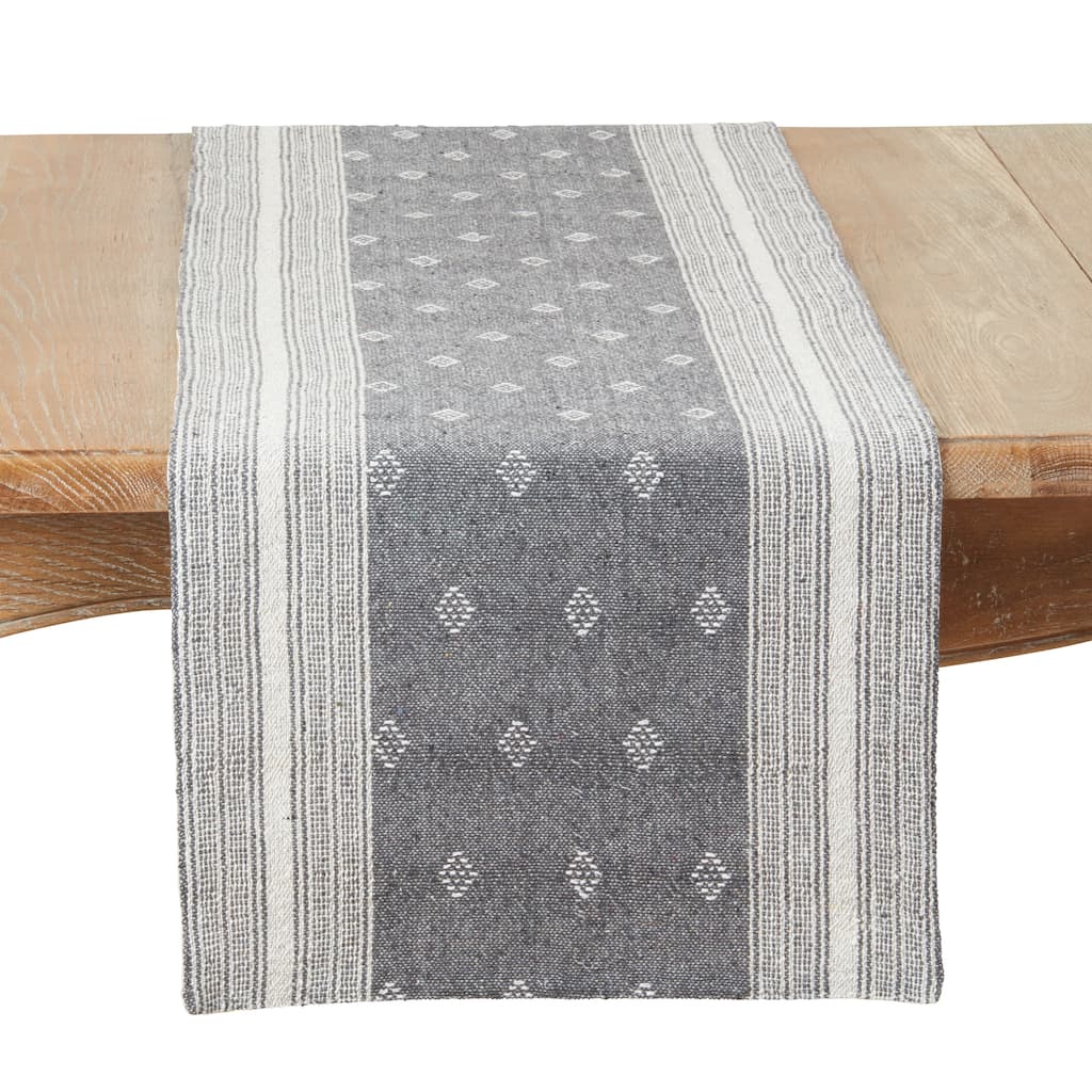 Diamond Patterned Woven Stripe Table Runner - 16"x72"