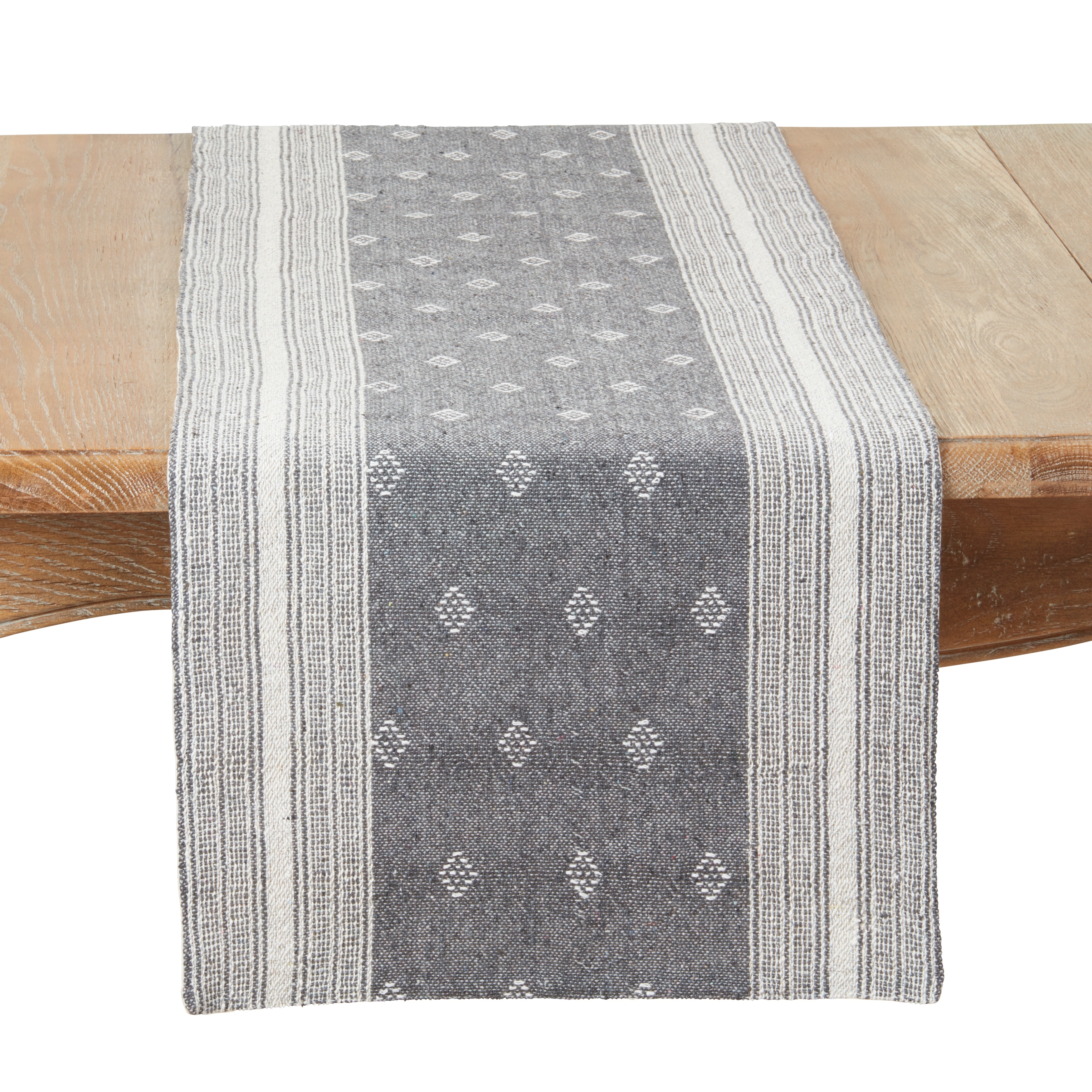 Diamond Patterned Woven Stripe Table Runner - 16"x72"