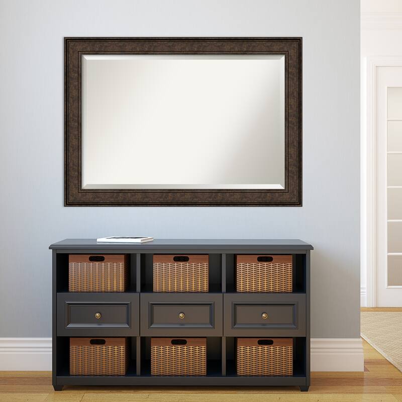 Beveled Bathroom Wall Mirror - Ridge Bronze Frame