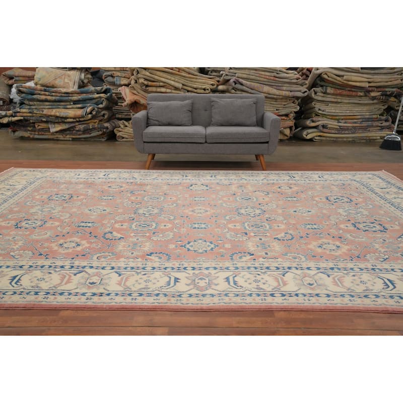 Hand Knotted Oriental 100% Wool Carpet Traditional Geometric Coral Kazak Area Rug - 13' 9'' X 9' 11''
