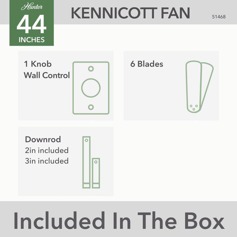 Hunter 44" Kennicott Outdoor Ceiling Fan with Wall Control, Damp Rated - Industrial, Contemporary, Transitional
