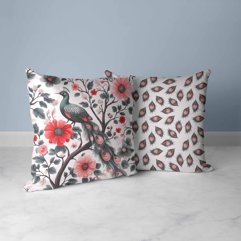 Vibrant Vista Faux Suede Reversible Throw Pillow Green and Pink