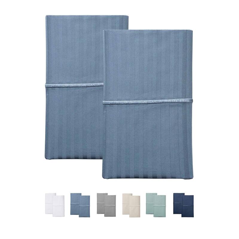 Feather & Stitch 500 Thread-Count Pillowcases - King/ Pillowcase - Blue