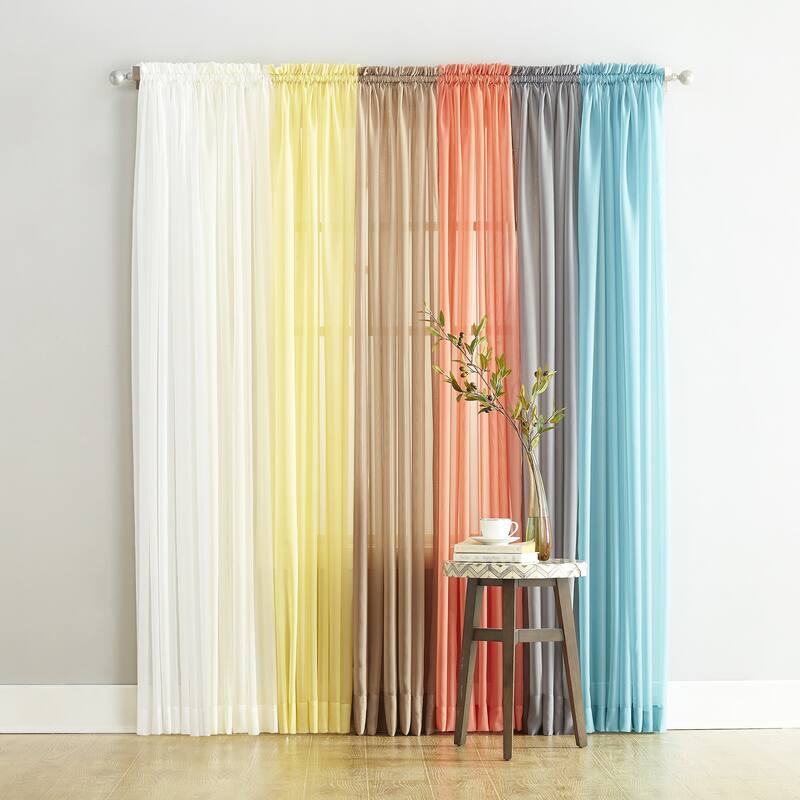 No. 918 Emily Voile Sheer Rod Pocket Curtain Panel, Single Panel