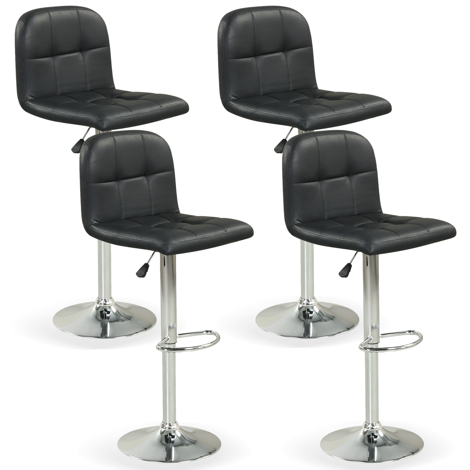 Gymax Swivel Bar Stools Set of 4 w/ Backrests Footrests & Metal Base