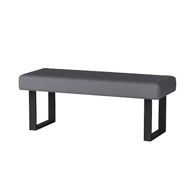 Somette Lillian Gray Upholstered Bench with Steel Legs