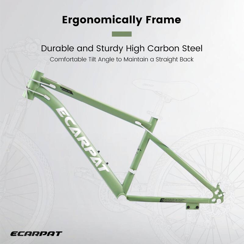 24-Inch Mountain Bike for Teenagers - High Carbon Steel Frame, Disc Brakes, Durable Design