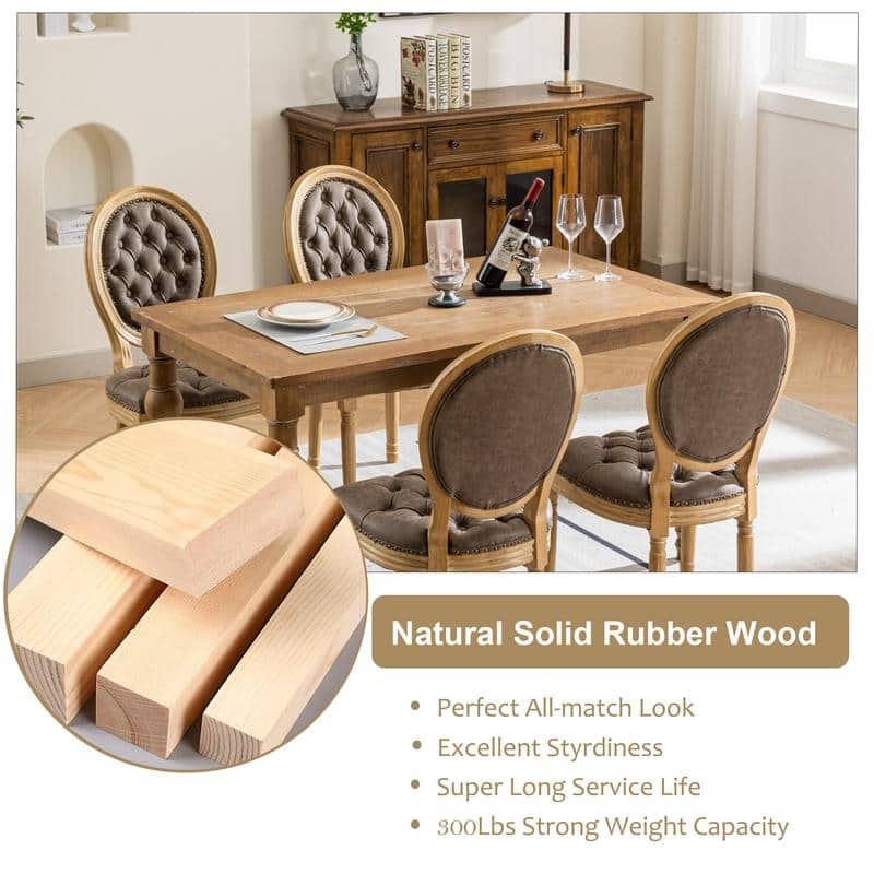 French Style Solid Wood Dining Chair with Nailhead Set of 6