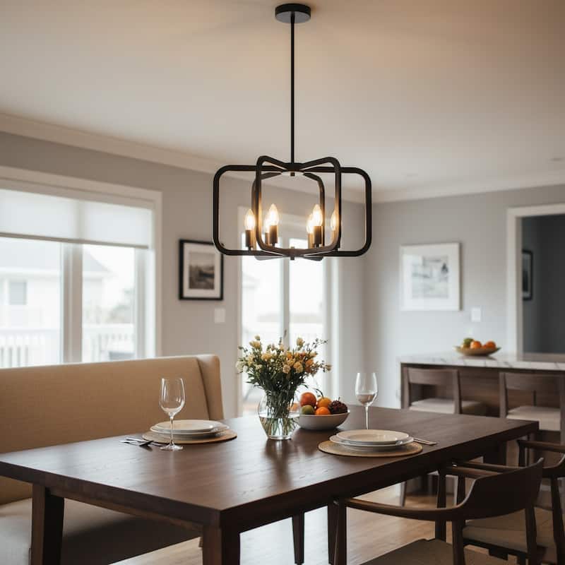 Modern Geometric 6-Light Black Pendant Chandelier