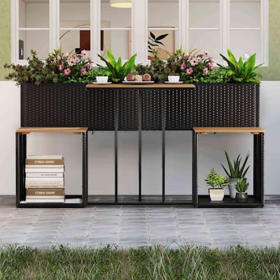 Costway Patio Furniture Set with Raised Garden Bed Built-in Chairs and - See Details