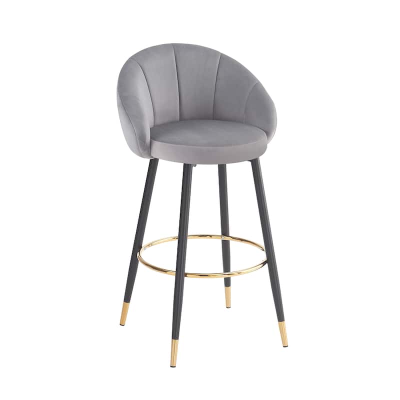 Christopher Knight Home - Riven Luxe 40.5" High Back Velvet Bar Stool Set with Gold Metal Accents
