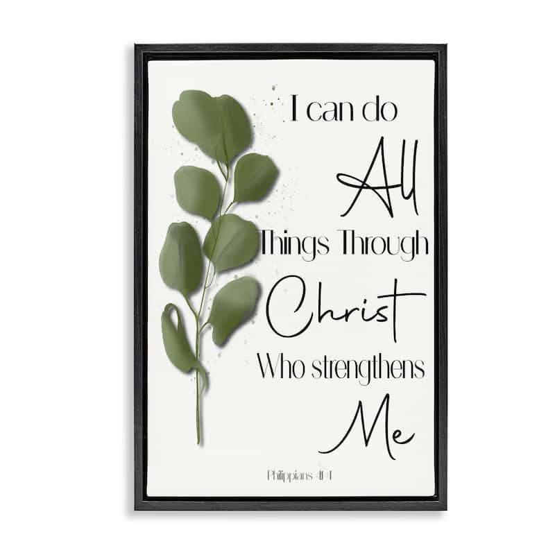 Stupell Proverb & Herb Sprig Framed Floater Canvas Wall Art Design By Amber Clarkson - 17 x 25 - Black