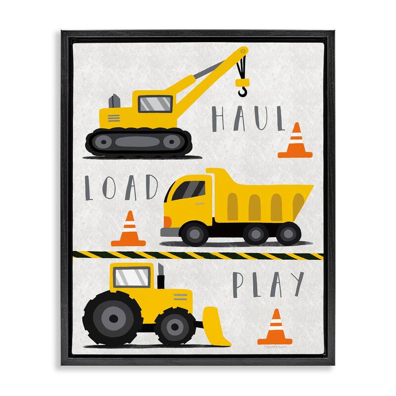 Stupell Haul Load Play Trucks Framed Floater Canvas Wall Art Design By Elizabeth Tyndall - 25 x 31 - Black