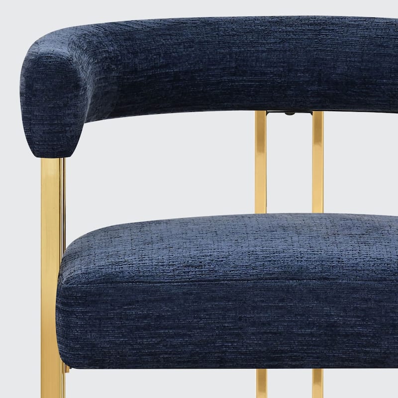 25" Seat Height Upholstered Chenille Gold Matel Counter Stool