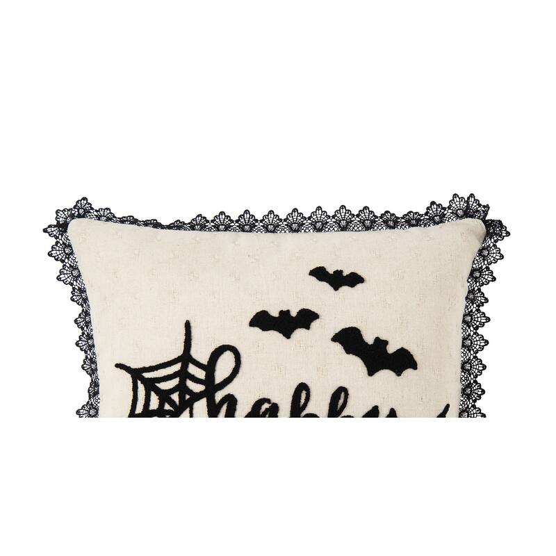 Happy Halloween Embroidered Throw Pillow