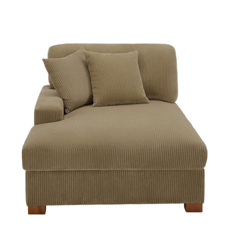 Modern Corduroy Indoor Chaise Lounge Couch with Pillows