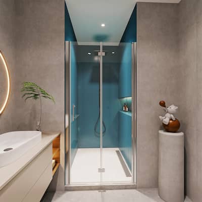 1 3/8" Adjustment Universal Pivot Shower Door with 1/4" Tempered Glass