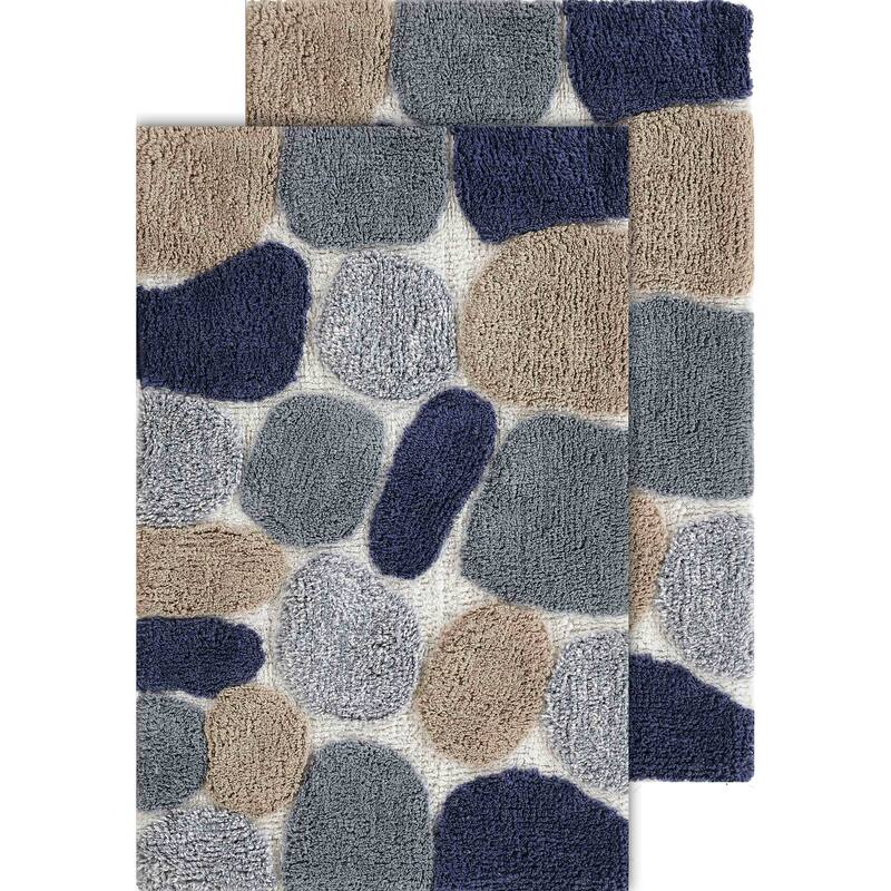 Chesapeake Pebbles 2pc Bath Rug Set - 20"x32" & 20"x32" - Blue Sienna