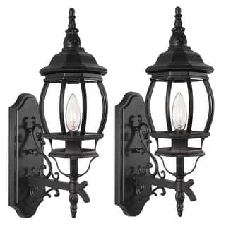 2 Pack Black Outdoor 1-Light Waterproof Aluminum Wall Light