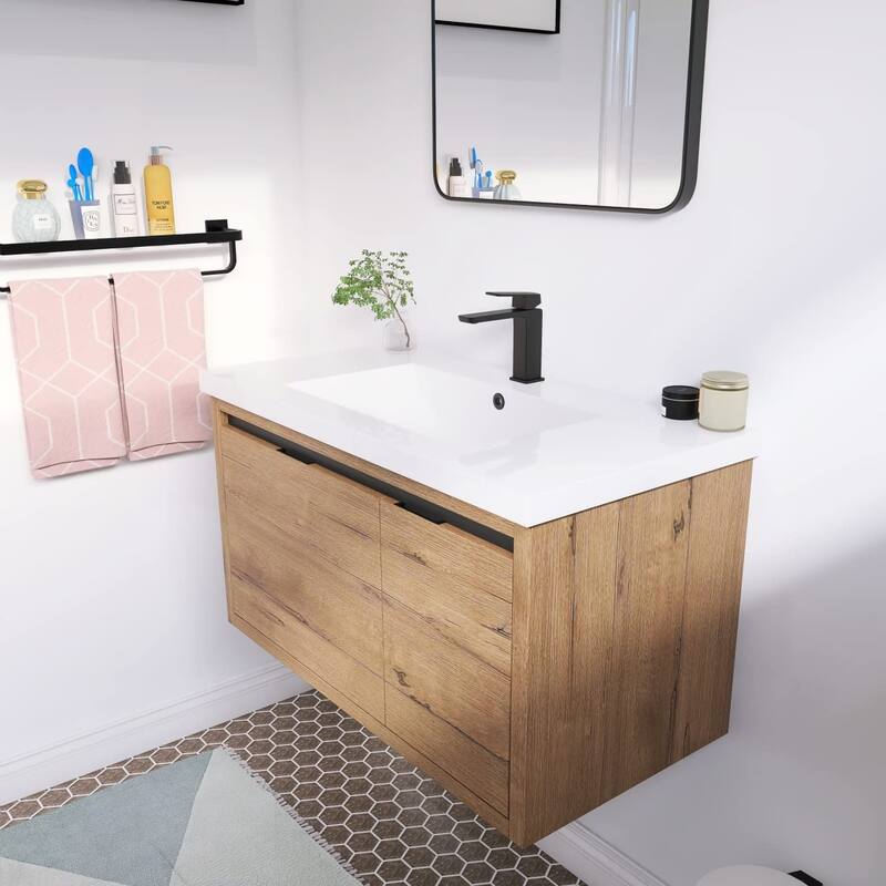 Beingnext 24"/30"/48" Bathroom Vanity with Sink, Floating Bathroom Vanity With Soft Close Door