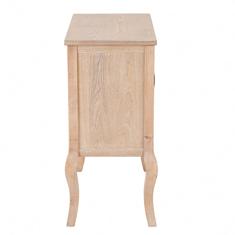 Natural Wood Finish Accent Two-Door Cabinet - 32.63" H x 27.5" W x 14.94" D
