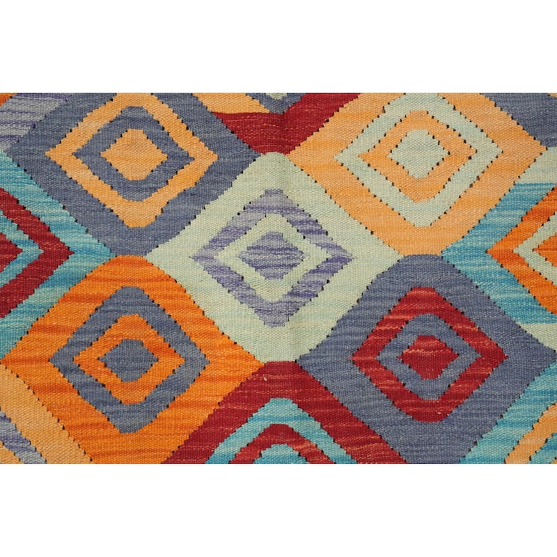 Hand Woven Oriental 100% Wool Carpet Southwestern Tribal Multi-Colored Kilim Area Rug - 9' 8'' X 6' 7''