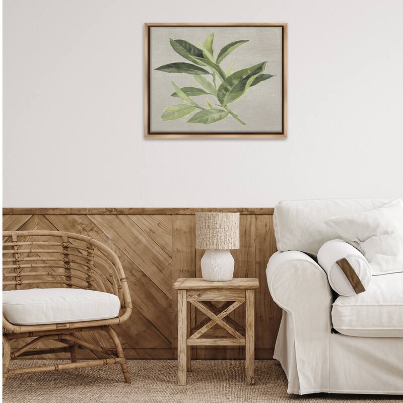 Stupell Green Tea Plant Leaf Framed Floater Canvas Wall Art Design By Lanie Loreth