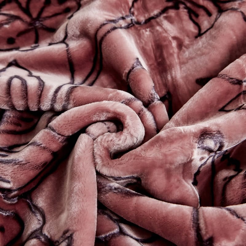 Reversible 10.5 Pounds Plush Fleece Blankets, 2 PLY A&B Design 87" x 95" Bed Blankets for Winter