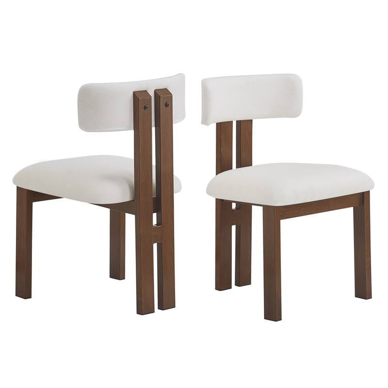 Dining Chairs Set of 2, Armless Dining Chairs with U-shaped Backrests & Metal Legs, Upholstered Lounge Chair for Kitchens