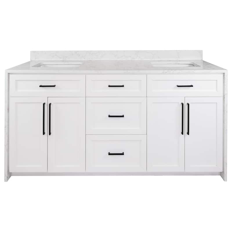 KitchenBathCollection Palisade 72" Double Waterfall Vanity with Engineered Marble Top