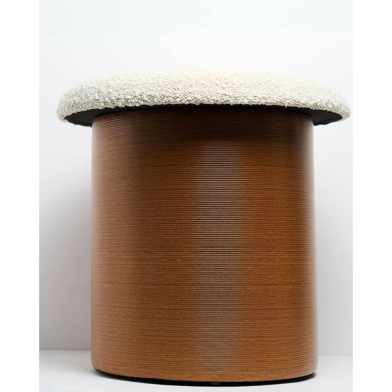 Tufted Boucle Ottoman Stool with Wooden Frame Accent Seat or Footrest