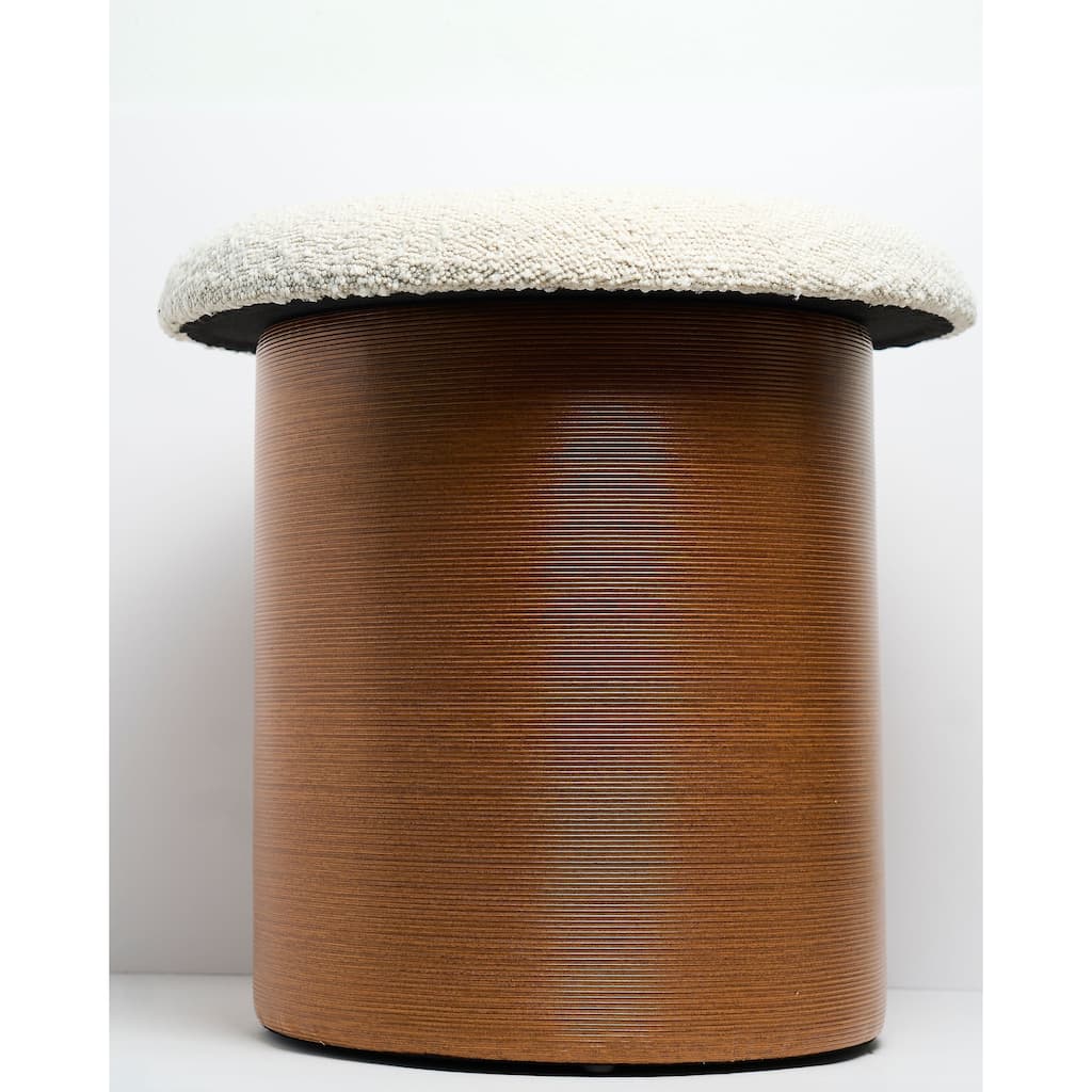 Tufted Boucle Ottoman Stool with Wooden Frame Accent Seat or Footrest