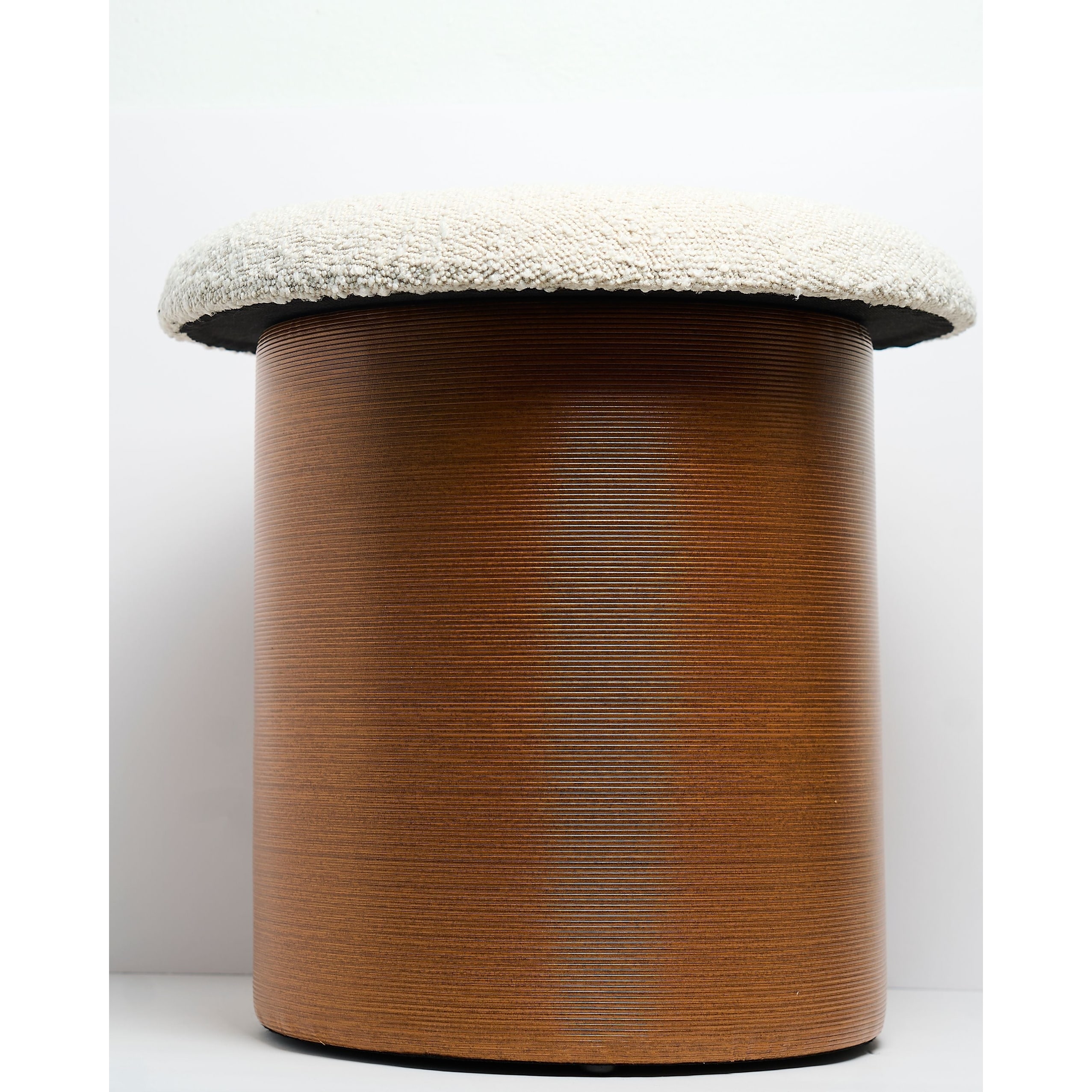 Aria Home Tufted Boucle Ottoman Stool with Wooden Frame Accent Seat