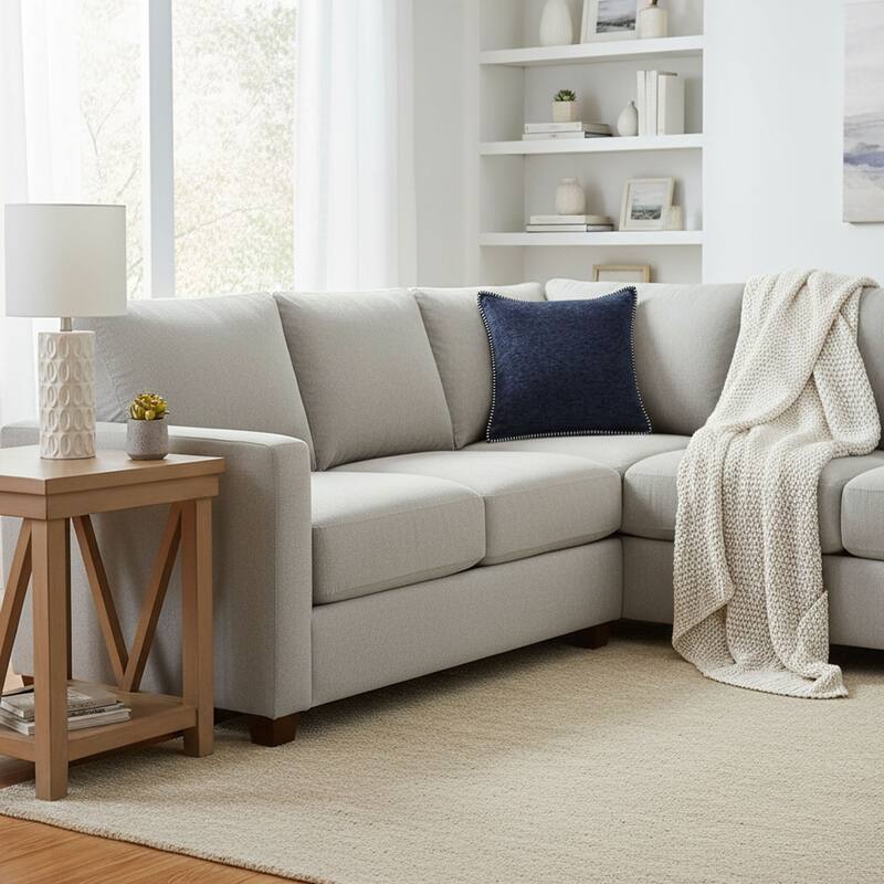 Textured Throw Pillow with Stitched Contrast Edge Set of 2