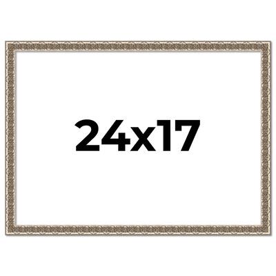 24x17 Frame Silver Versailles Ornate Solid Wood Picture Frame | 1 Inch