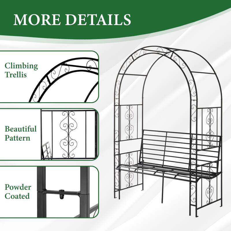 79.5” High Black Metal Garden Trellis for Roses Climbing Flowers Vines and Outdoor Gardens - 53.4” x 23” x 79.5”
