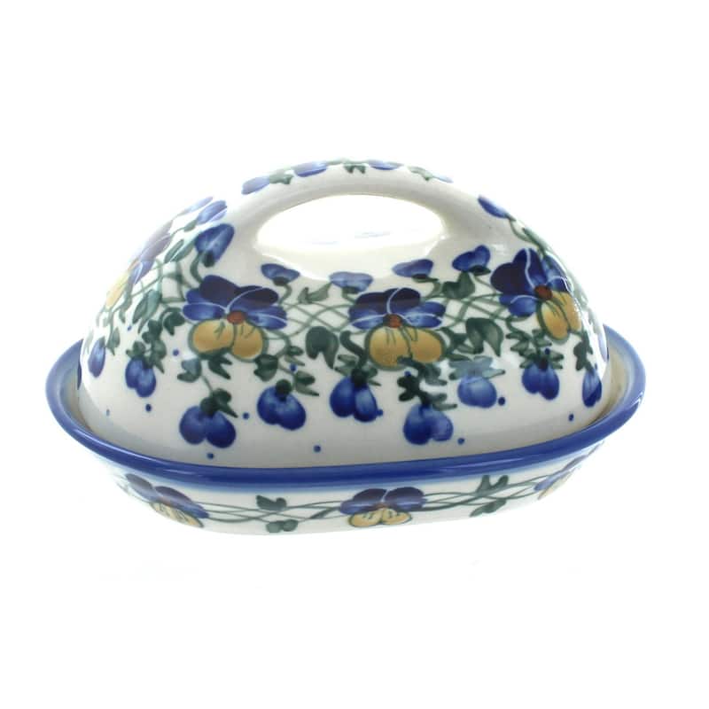 Blue Rose Polish Pottery 15A WR Unikat Butter Dish