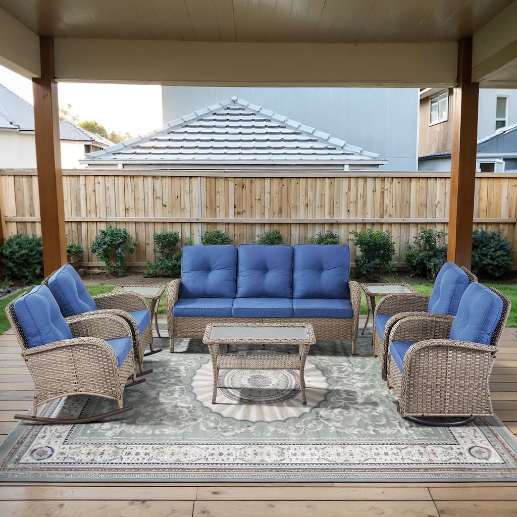 Gymojoy Outdoor Wicker Patio Furniture Sofa Chair Set Weather-Resistant