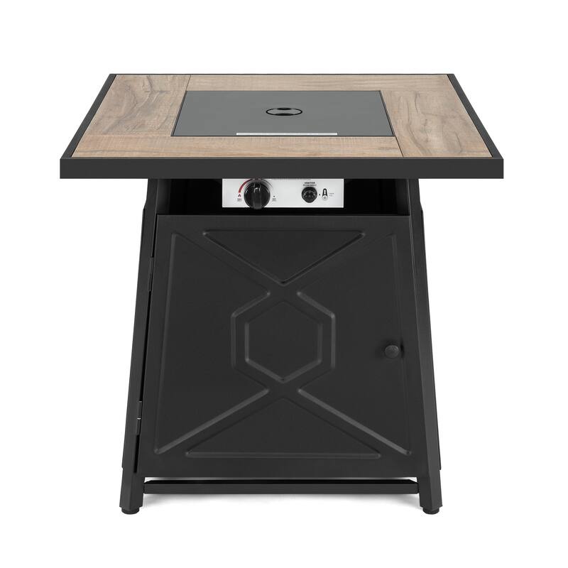 Nuu Garden 50000 BTU Ceramic tabletop Square Propane Fire Pit Set