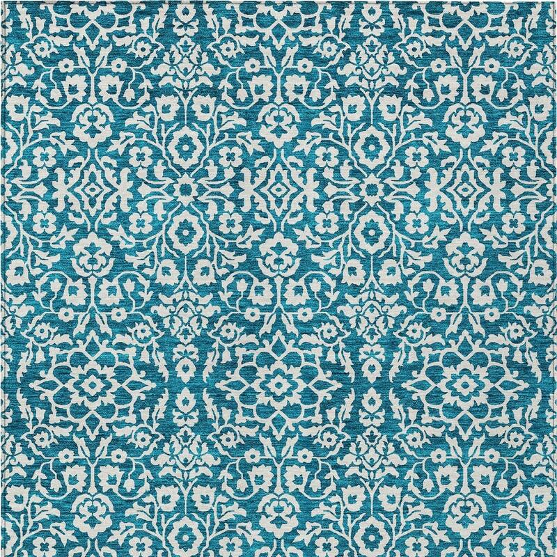 HomeRoots Damask Traditional Rectangle Outdoor Rug