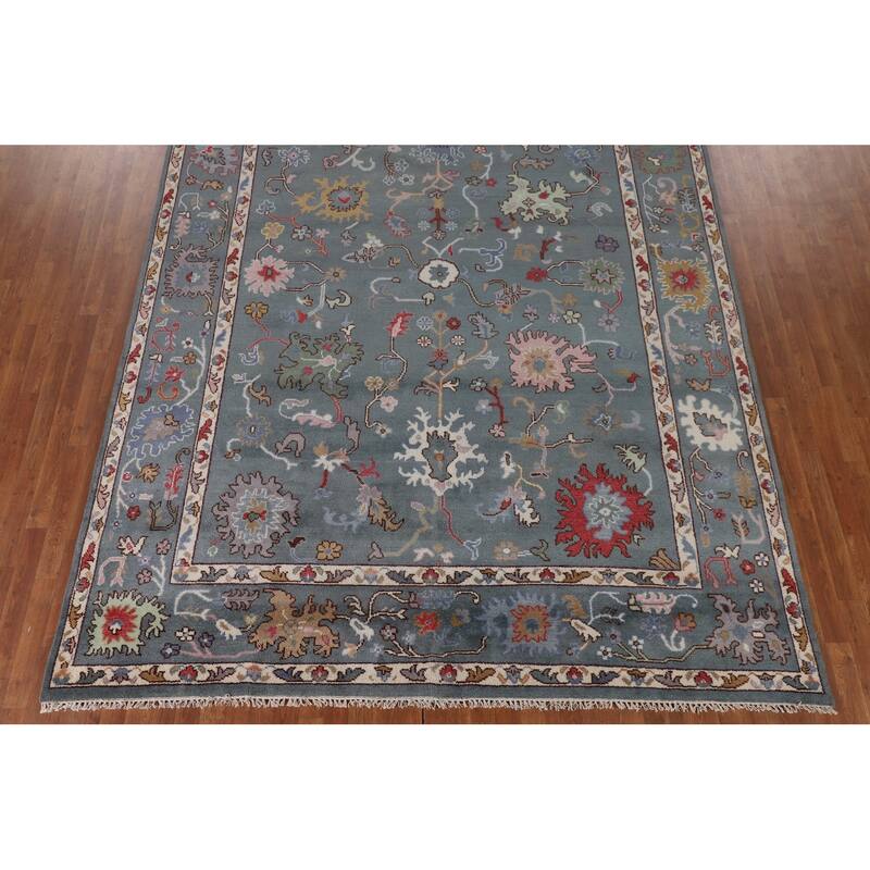 All-Over Floral Oushak Oriental Area Rug Handmade Wool Carpet - 8'10"x 11'11"