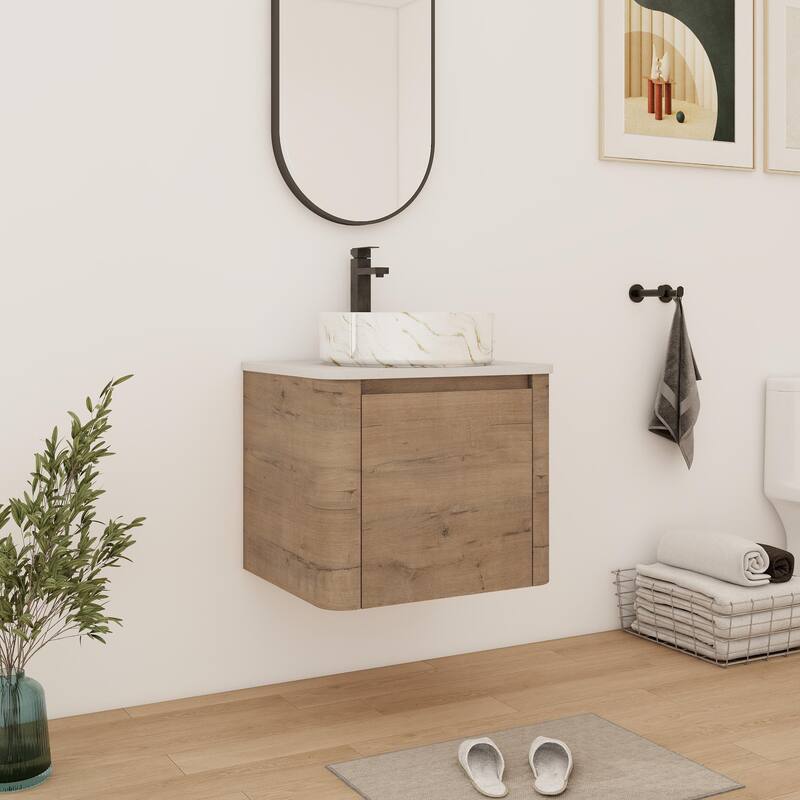 Bathroom Vanity With Sink In 24/30 Inch, Floating Bathroom Vanity With Soft Close Door