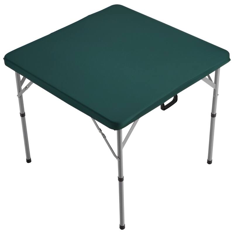 White HDPE Folding Card Table with Handle for 4 Players, Indoor or Outdoor - 34” L x 34” W x 29.13” H