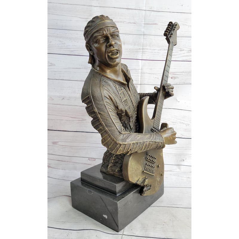 Jimi Hendrix Guitarist Musician Bronze Statue Sculpture Figure 18 Inches X 17 Inches